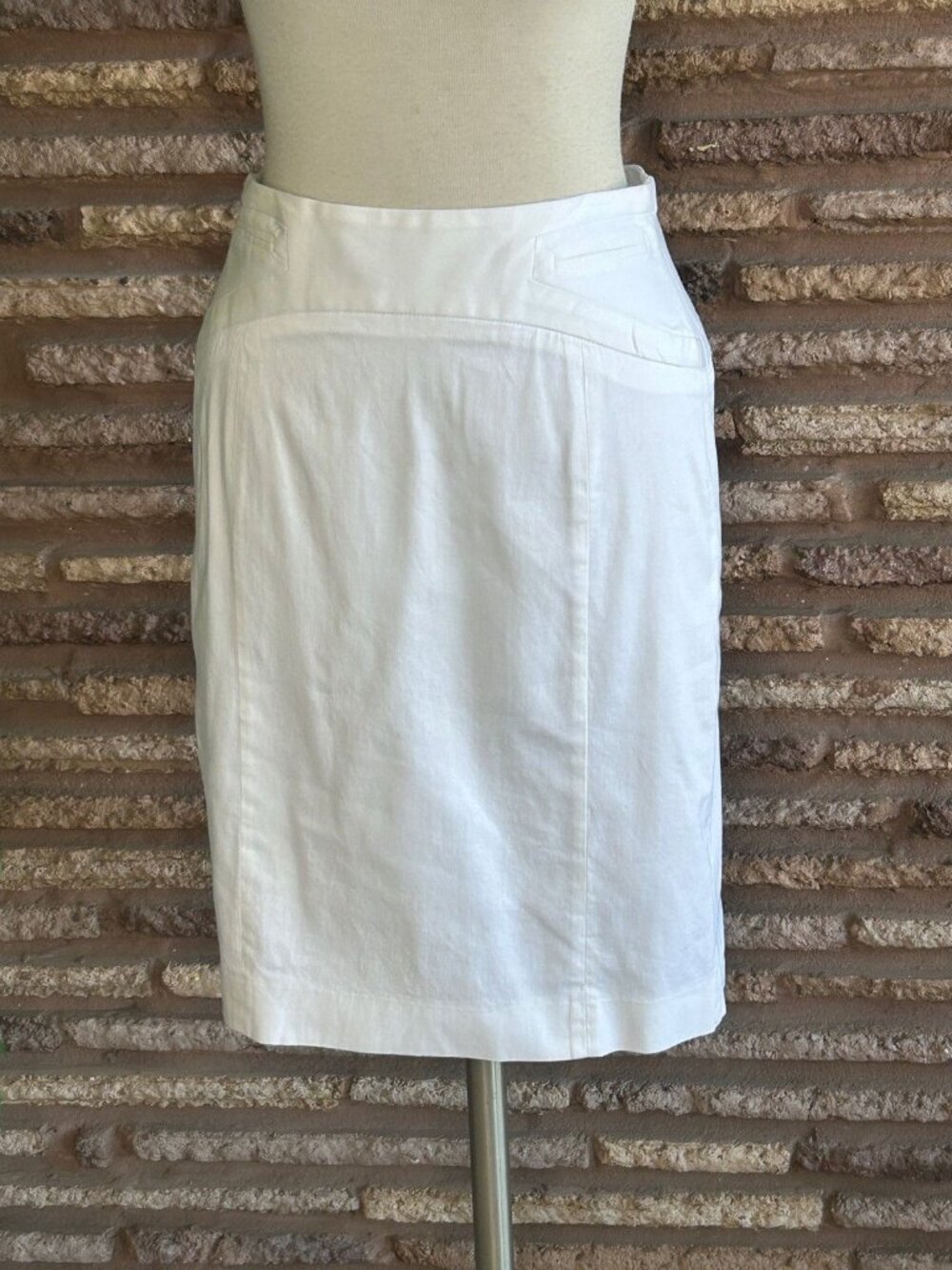 Grace Elements White Pencil Skirt Stretch Cotton Size 8 Petite - Picture 6 of 6